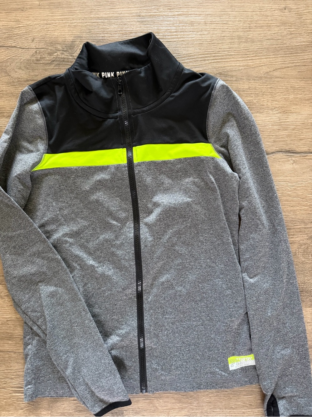 Victoria's Secret PINK Gray and Neon Yellow Full-Zip Jacket